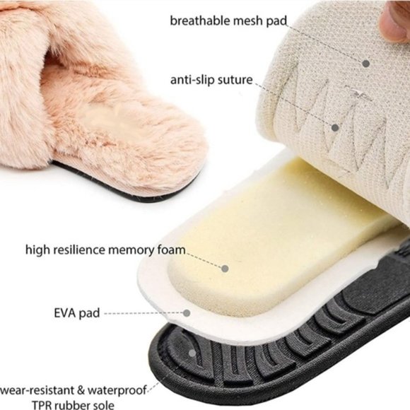 Pretty,White Faux Fur Slide Slippers - Picture 2 of 4